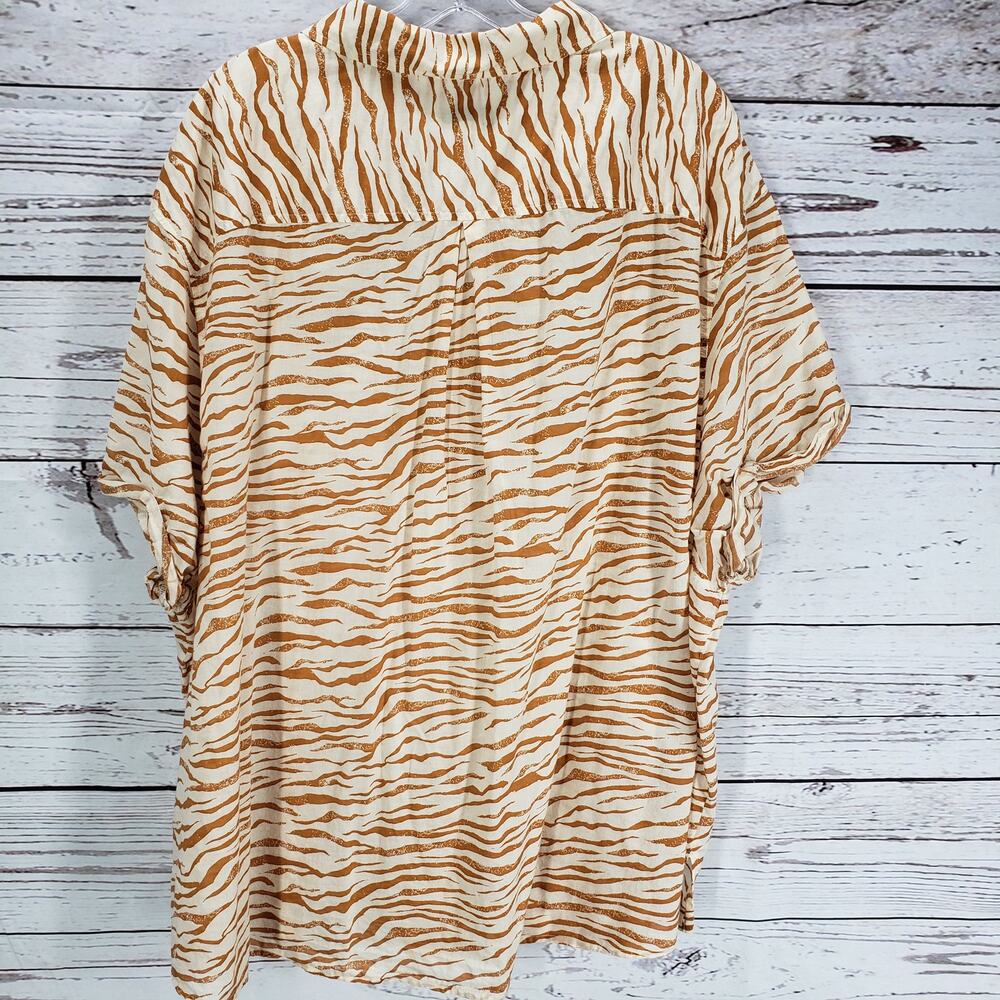 Ava & Viv Brown Animal Print 100%Cotton Short Sleeve Top Size 3X - Picture 12 of 14